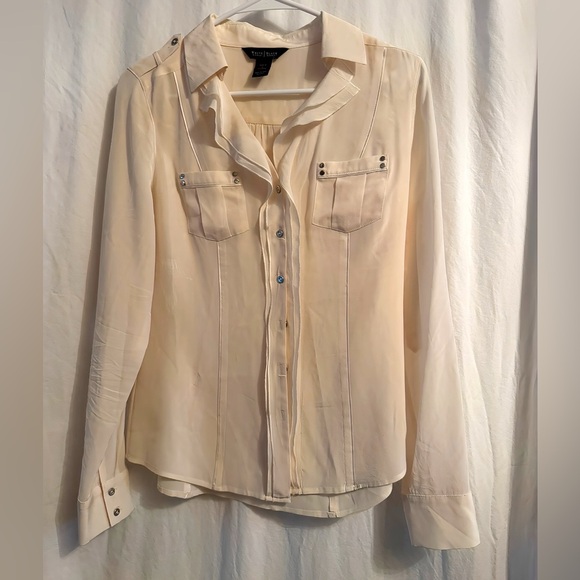 White House Black Market Tops - White House Black Market Cream Button Down Silk Shirt Beautiful like new